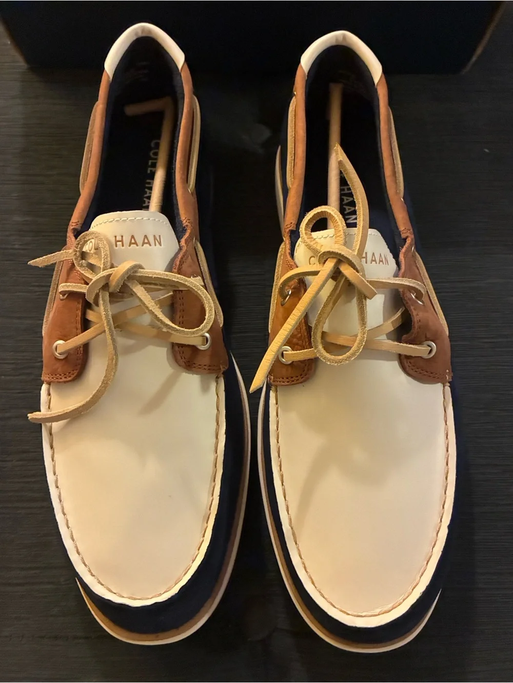 Cole Haan GrandPro Windward Boat Shoes Colorblock Brown/Navy/White Men 13M